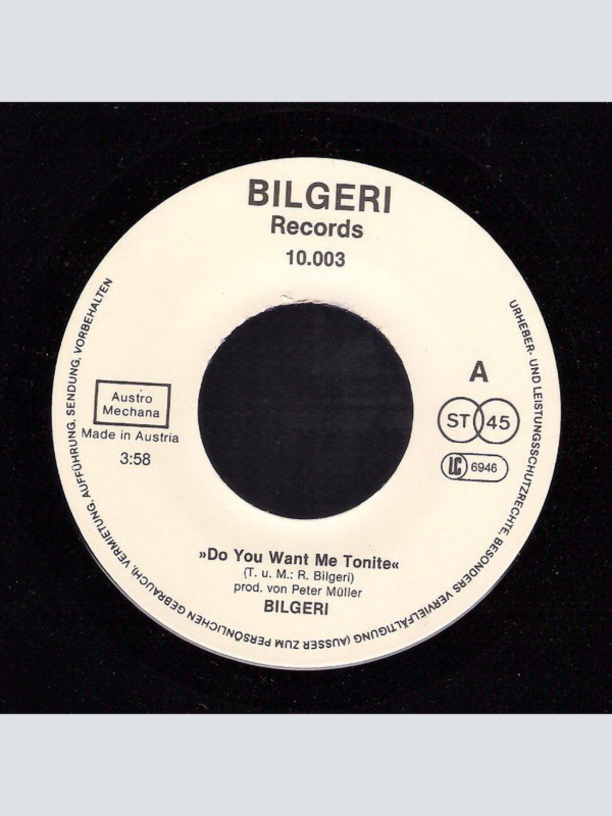 Vinyl / Bilgeri - Do You Want Me Tonite