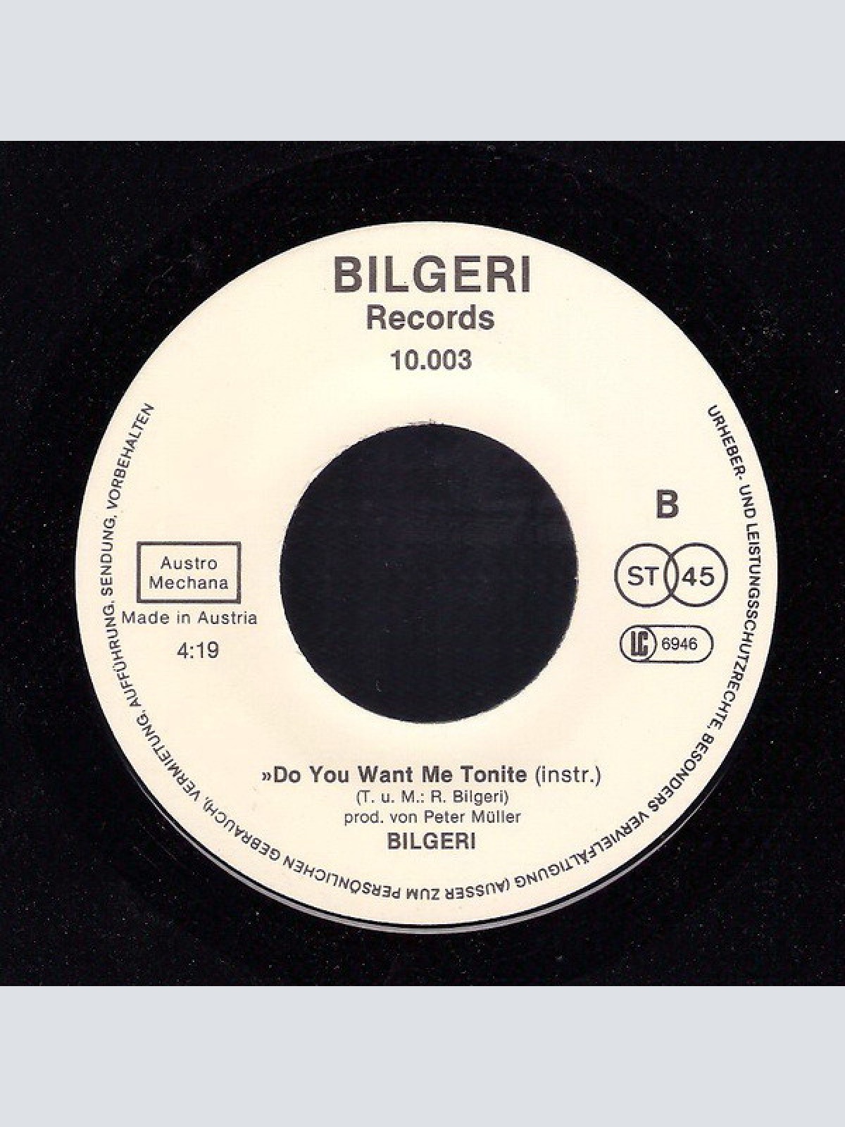 Vinyl / Bilgeri - Do You Want Me Tonite