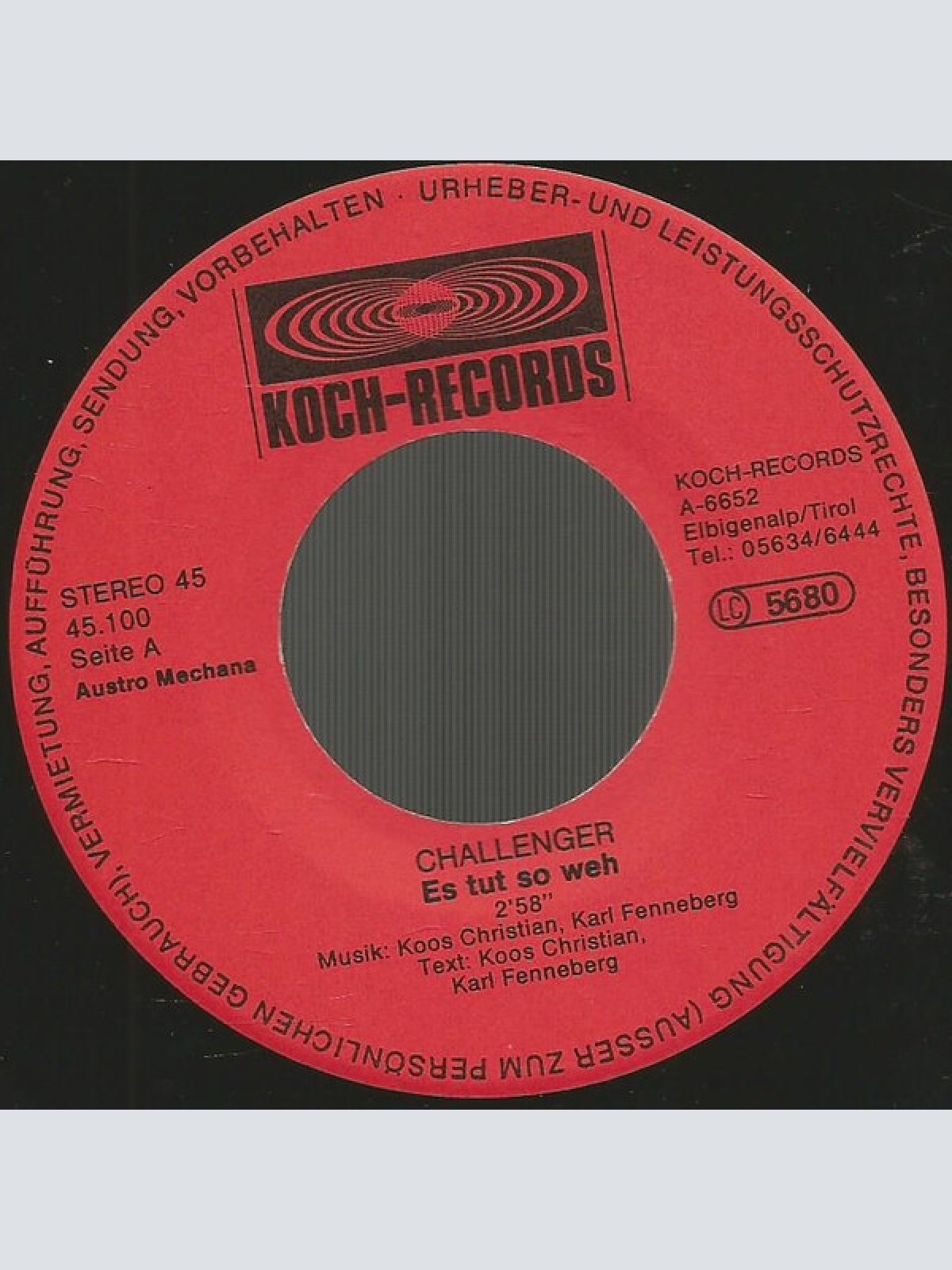 Vinyl / The Challenger (3) - Es Tut So Weh / Mein Ein Und Alles