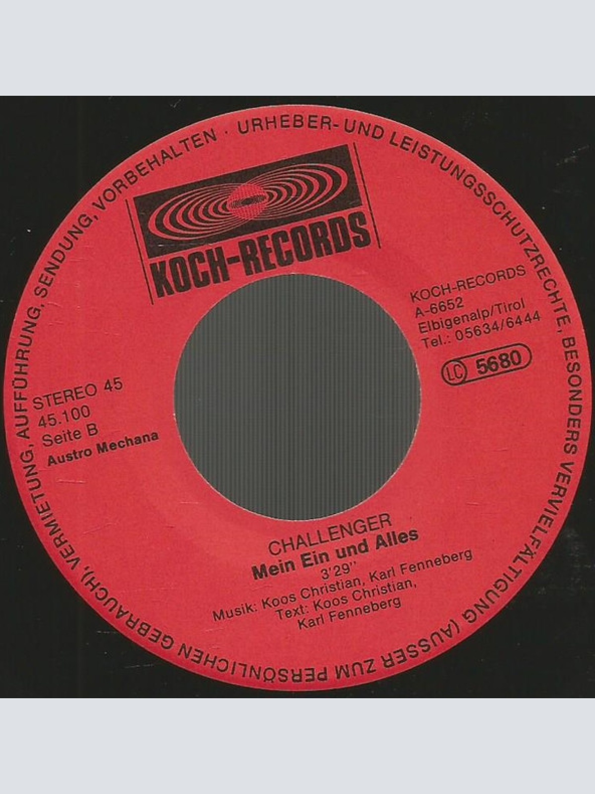 Vinyl / The Challenger (3) - Es Tut So Weh / Mein Ein Und Alles