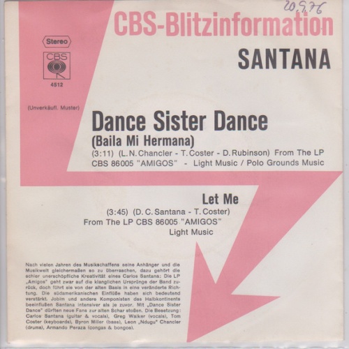 Vinyl / Santana - Dance Sister Dance (Baila Mi Hermana)