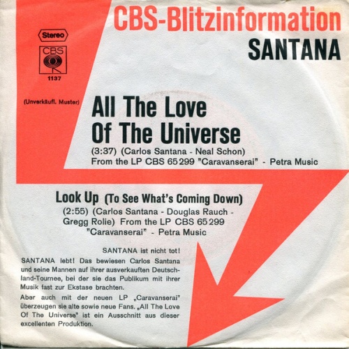 Vinyl / Santana - All The Love Of The Universe / Look Up (To See What's Coming Down)
