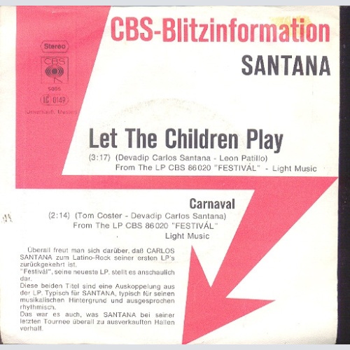 Vinyl / Santana - Let The Children Play / Carnaval