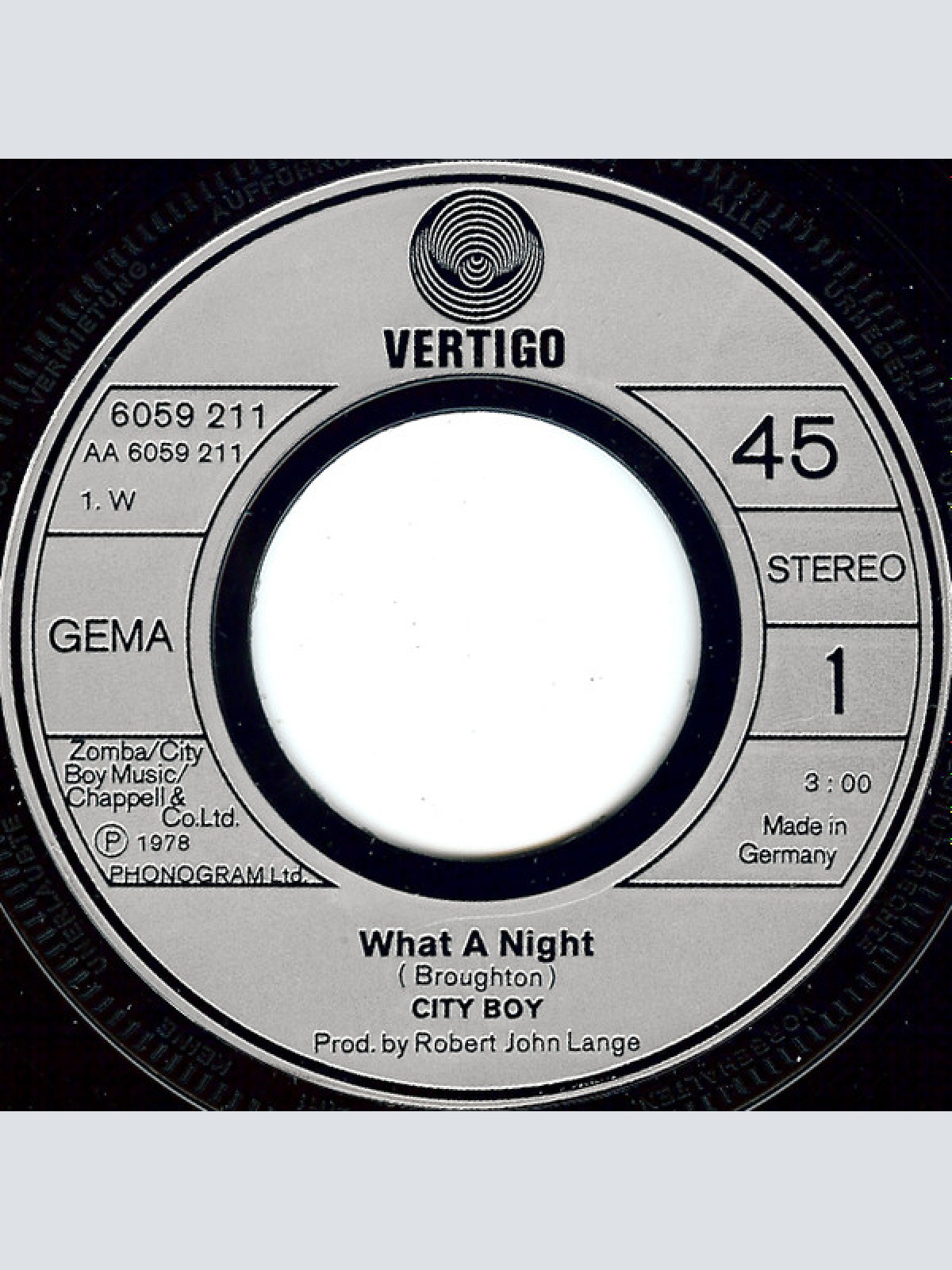 Vinyl / City Boy - What A Night