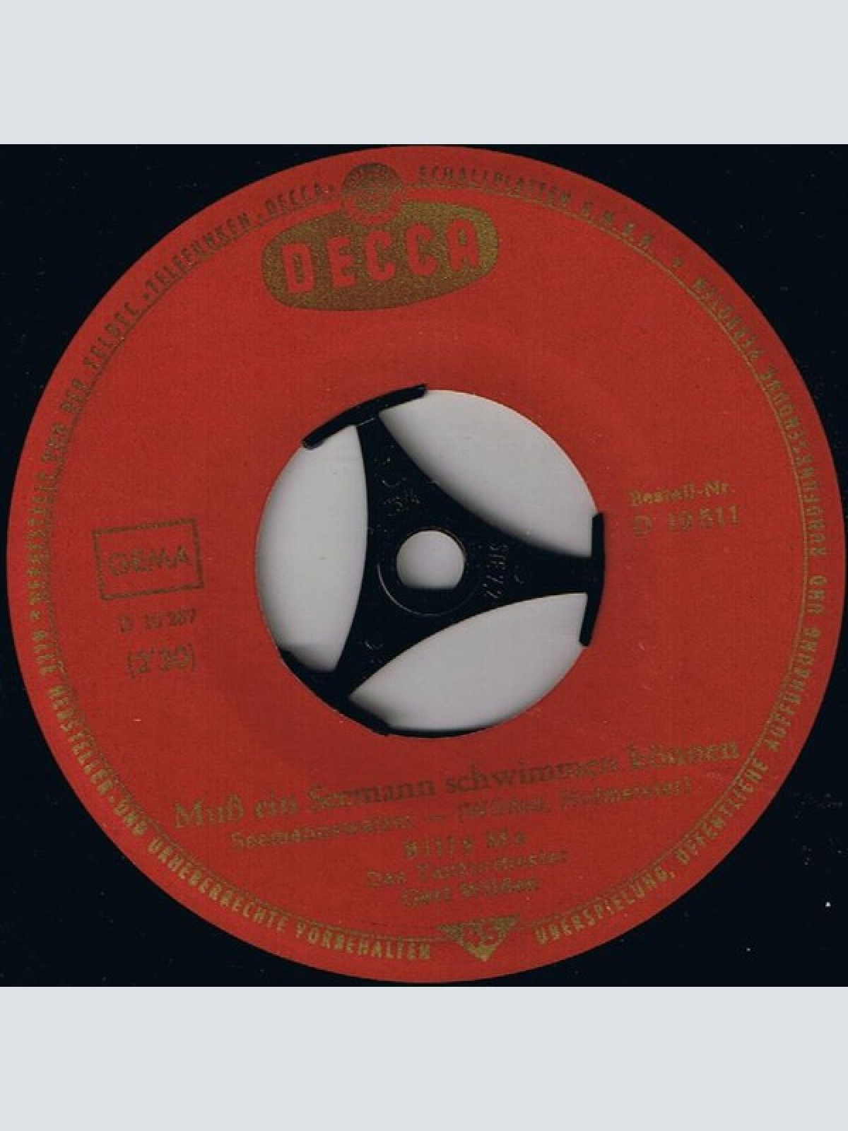 Vinyl / Billy Mo - Ich Sitz In Meinem Angelkahn / Muß Ein Seemann Schwimmen Können?