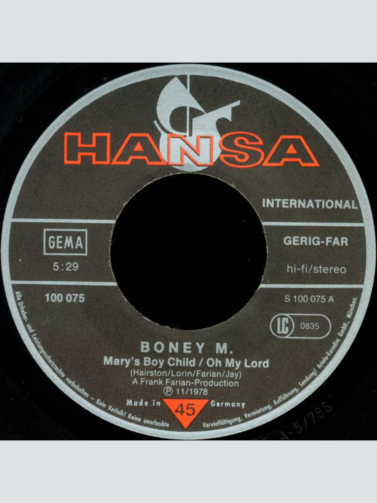 Vinyl / Boney M. - Mary's Boy Child / Oh My Lord