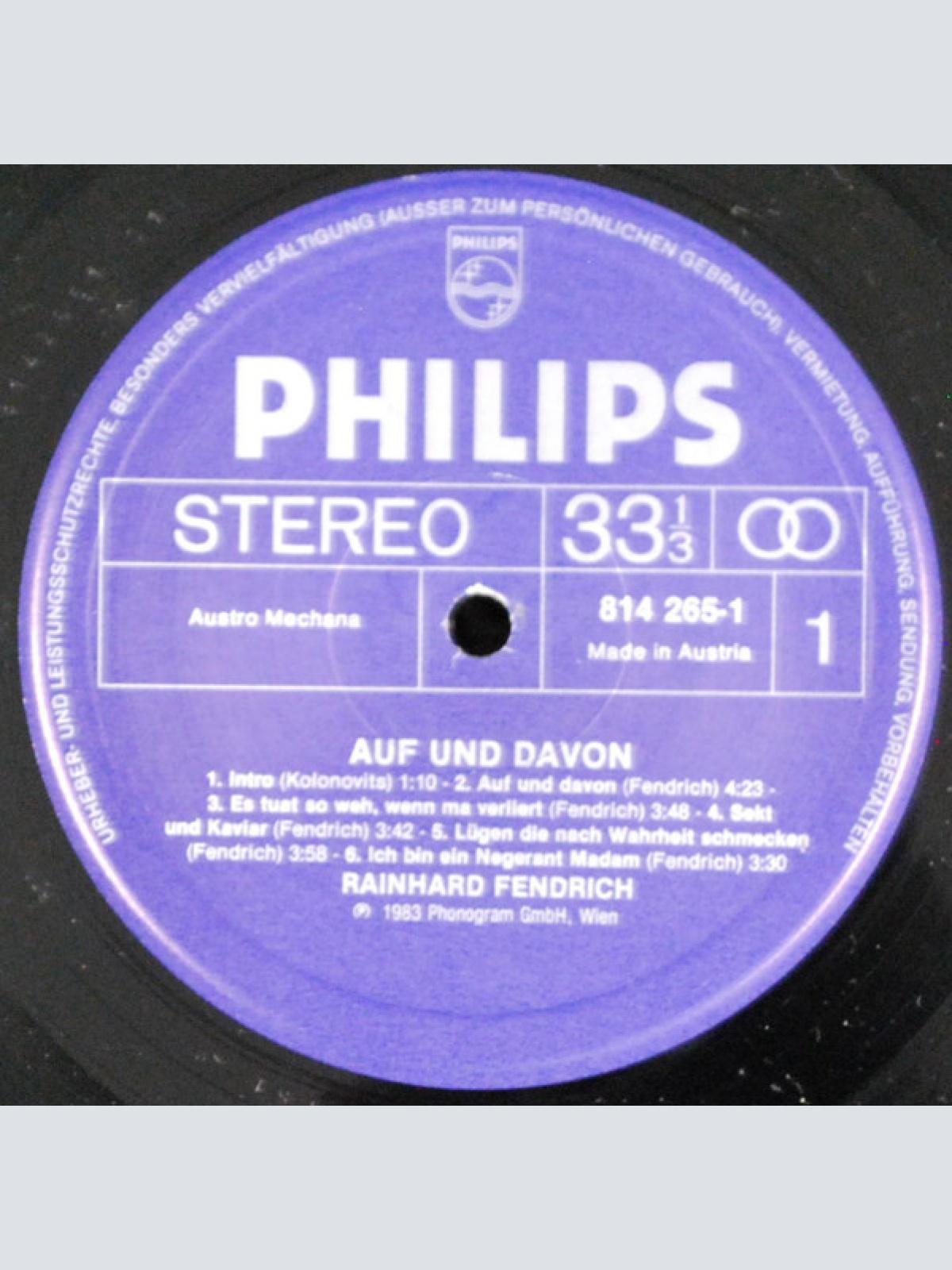 Vinyl / Rainhard Fendrich - Auf Und Davon.