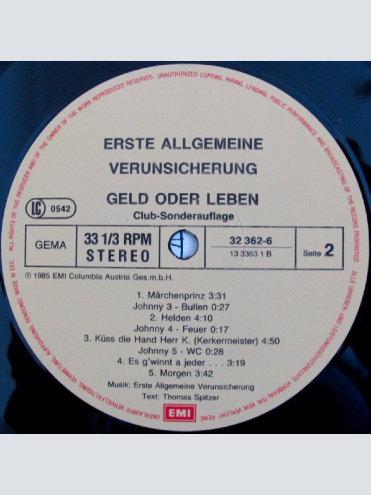 Vinyl / Erste Allgemeine Verunsicherung* - Geld Oder Leben!