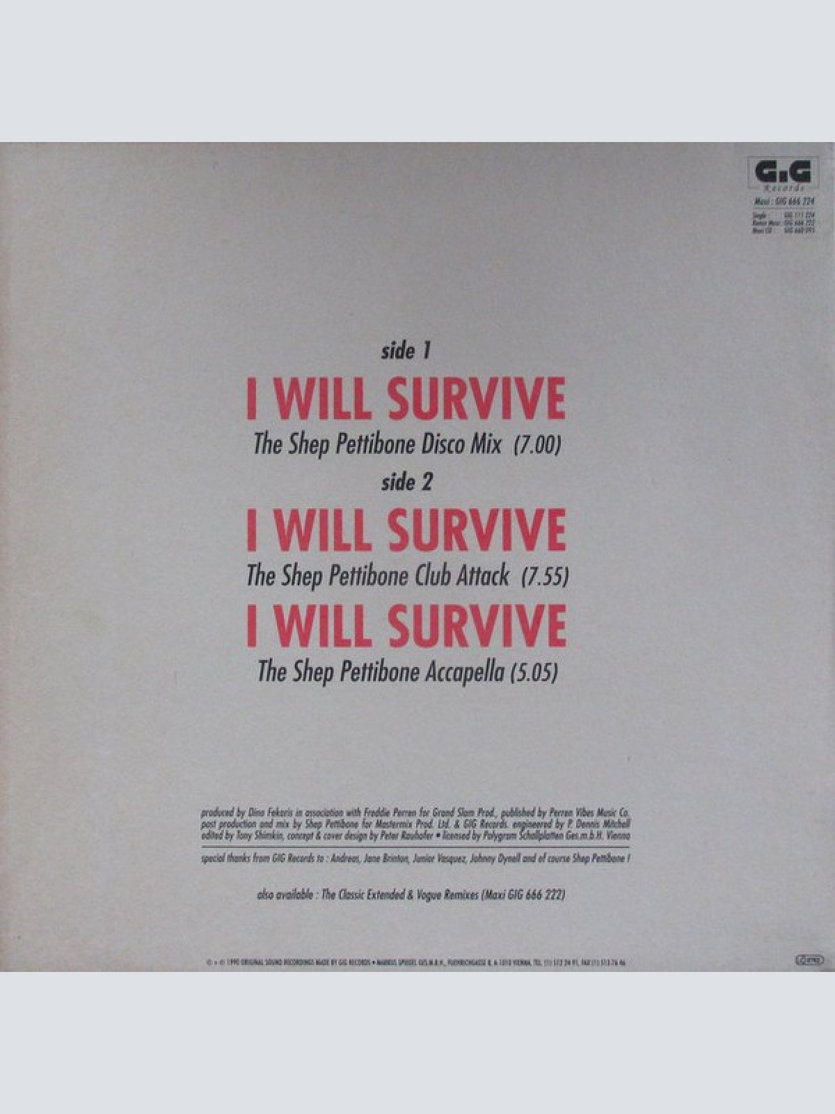 Vinyl / Gloria Gaynor - I Will Survive (The Shep Pettibone Club Remixes)
