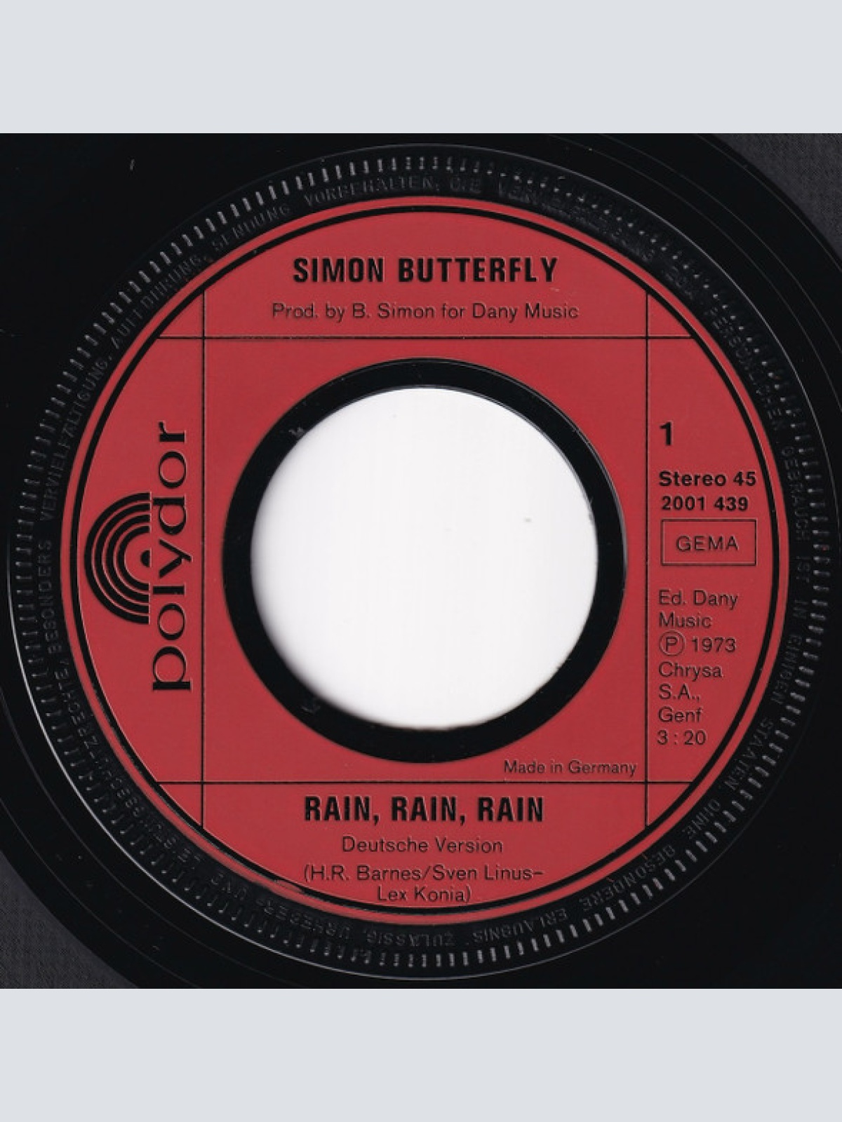 Vinyl / Simon Butterfly - Rain, Rain, Rain (Deutsche Version)
