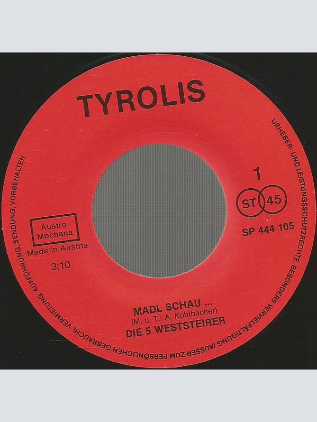 Vinyl / Die 5 Weststeirer - Madl Schau...