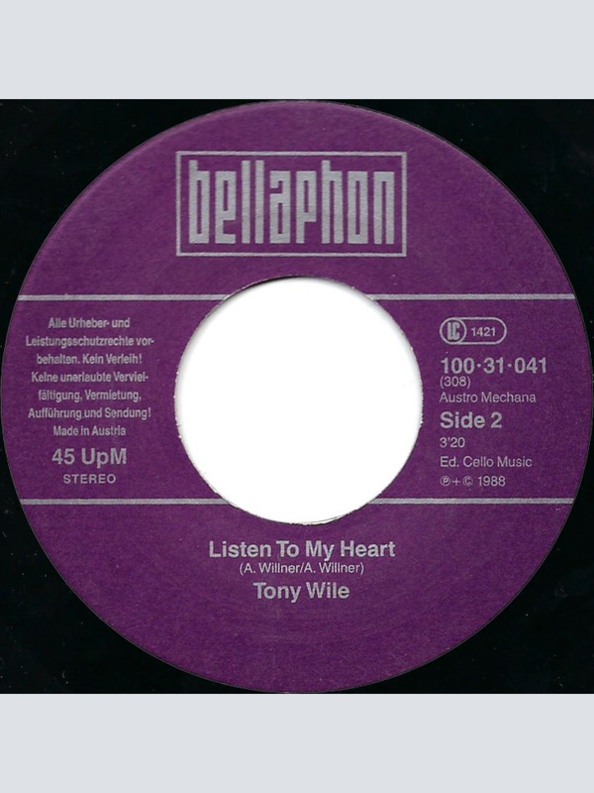 Vinyl / Tony Wile (2) - Listen To The Music Tonight