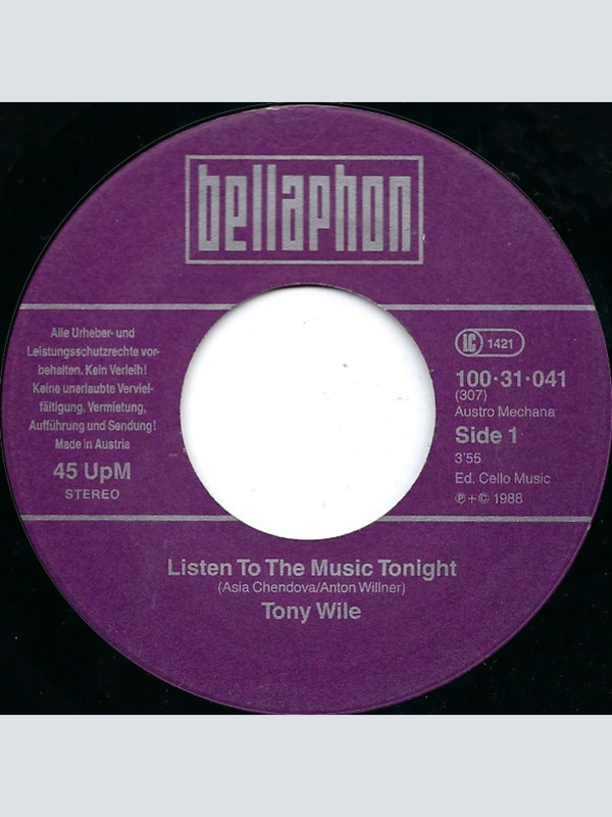 Vinyl / Tony Wile (2) - Listen To The Music Tonight