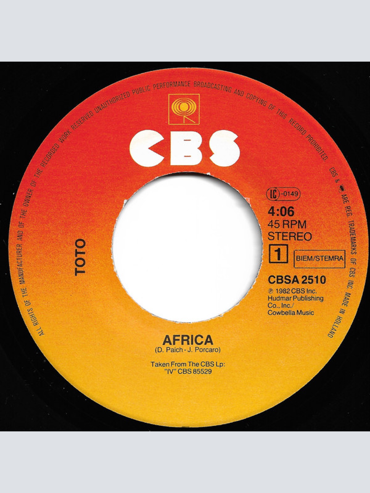Vinyl / Toto - Africa (Original Version)