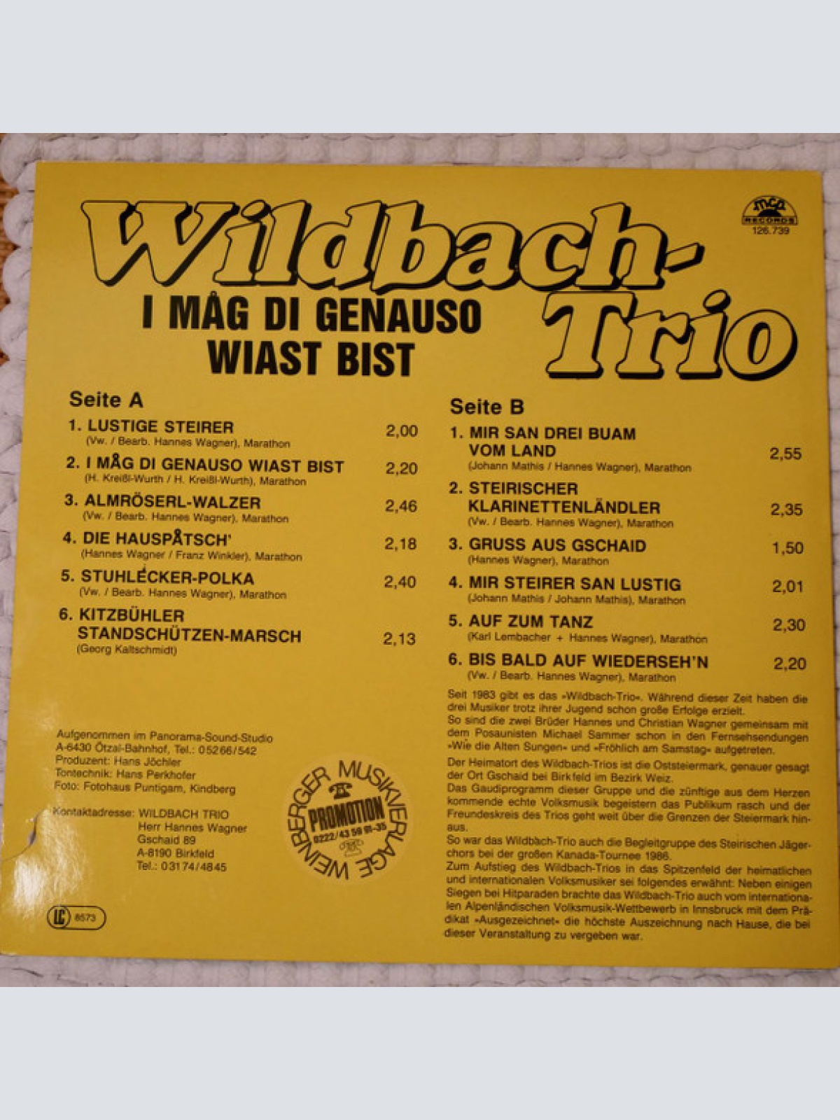 Vinyl / Wildbach-Trio* - I Mag Di Genauso Wiast Bist