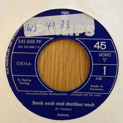 Vinyl / Daniela (7) - Denk Noch Mal Darüber Nach / Schreib Mir In Einem Brief