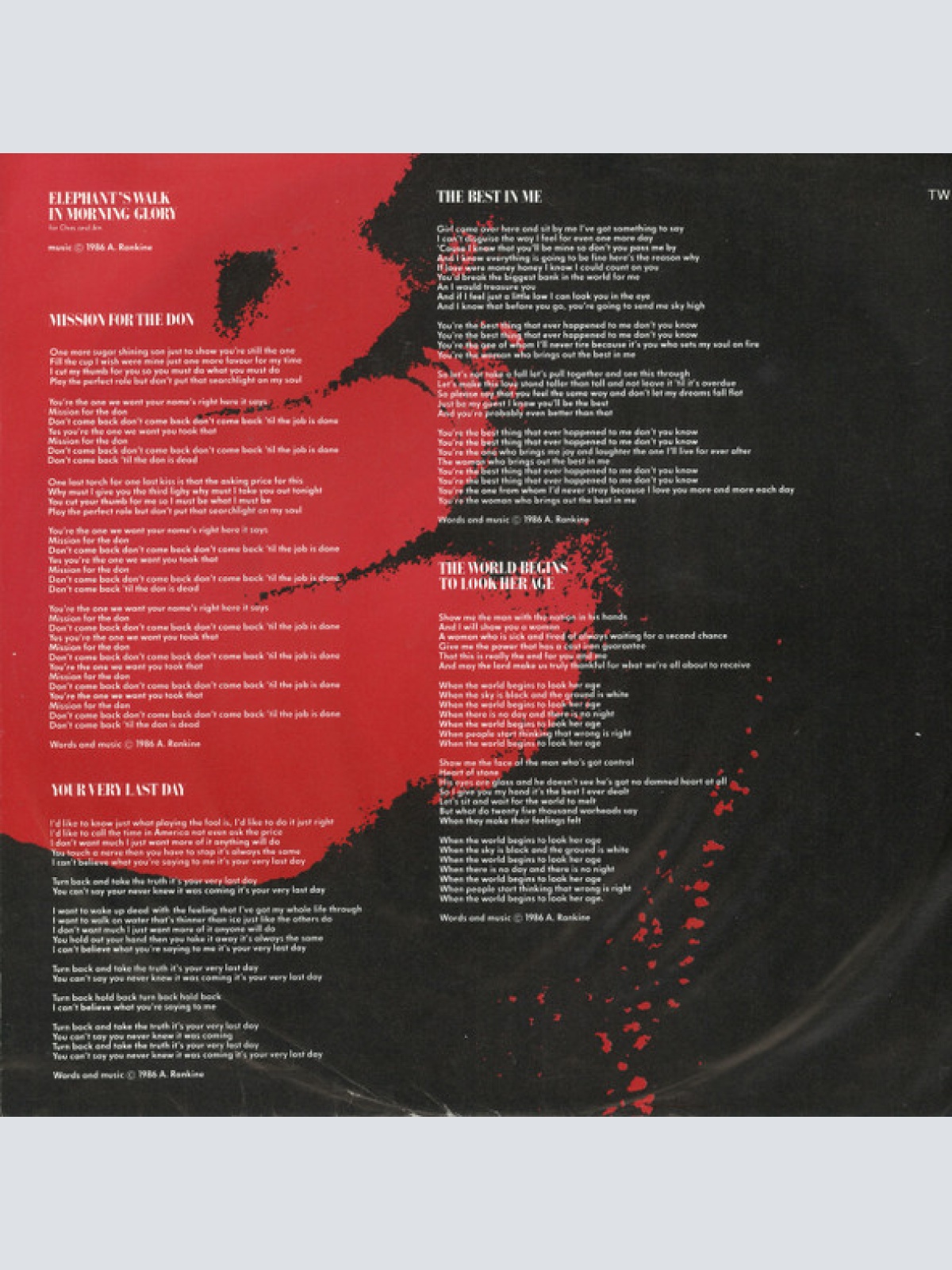 Vinyl / Alan Rankine - The World Begins To Look Her Age