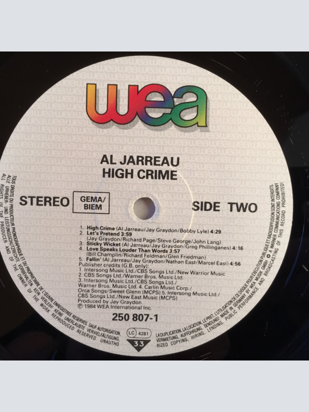 Vinyl / Al Jarreau - High Crime