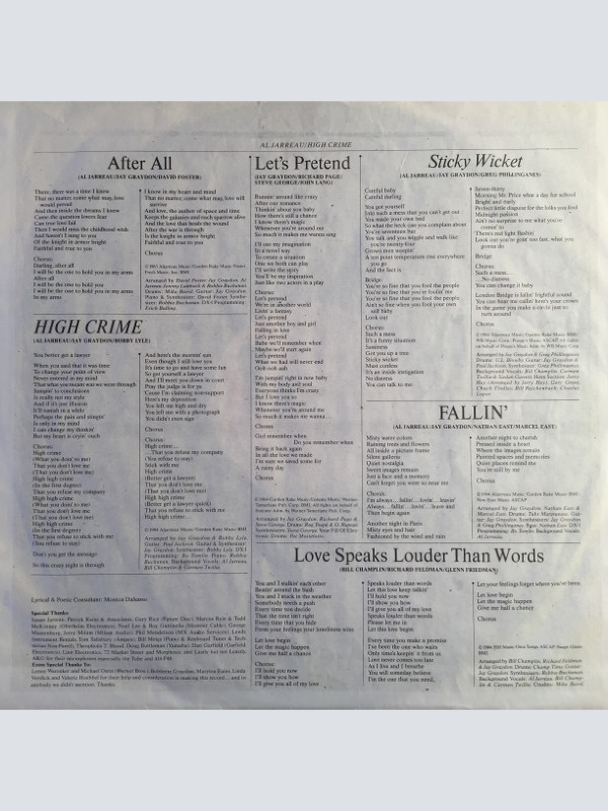 Vinyl / Al Jarreau - High Crime