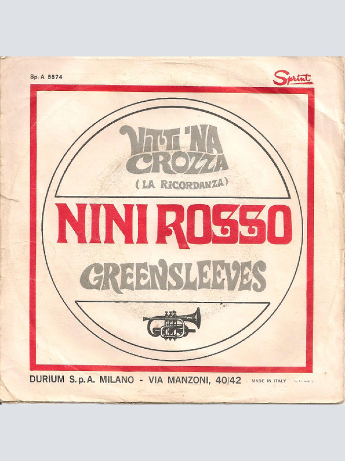 Vinyl / Nini Rosso - Vitti 'Na Crozza (La Ricordanza)