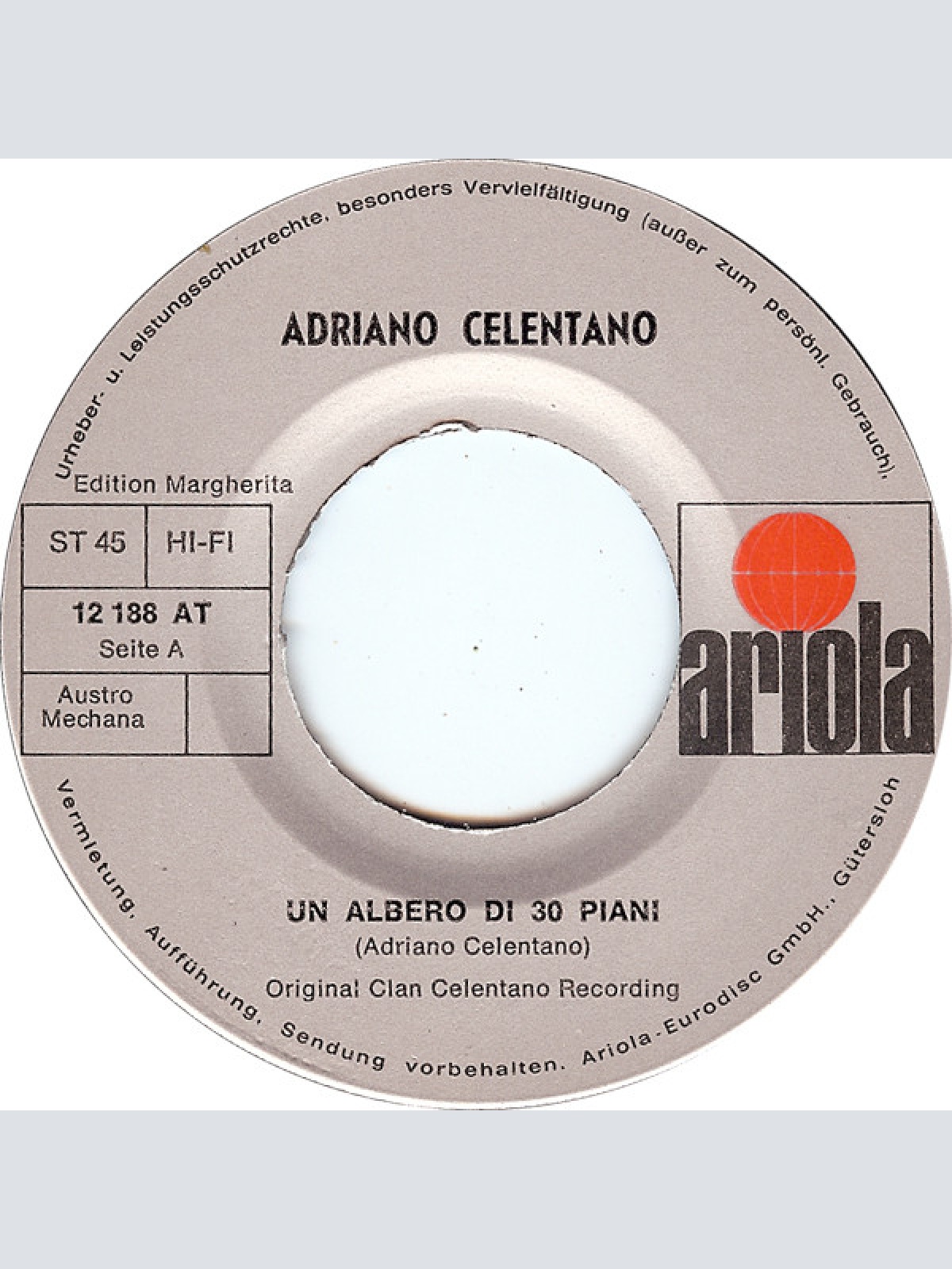 Vinyl / Adriano Celentano - Un Albero Di 30 Piani / Forse Eri Meglio Di Lei
