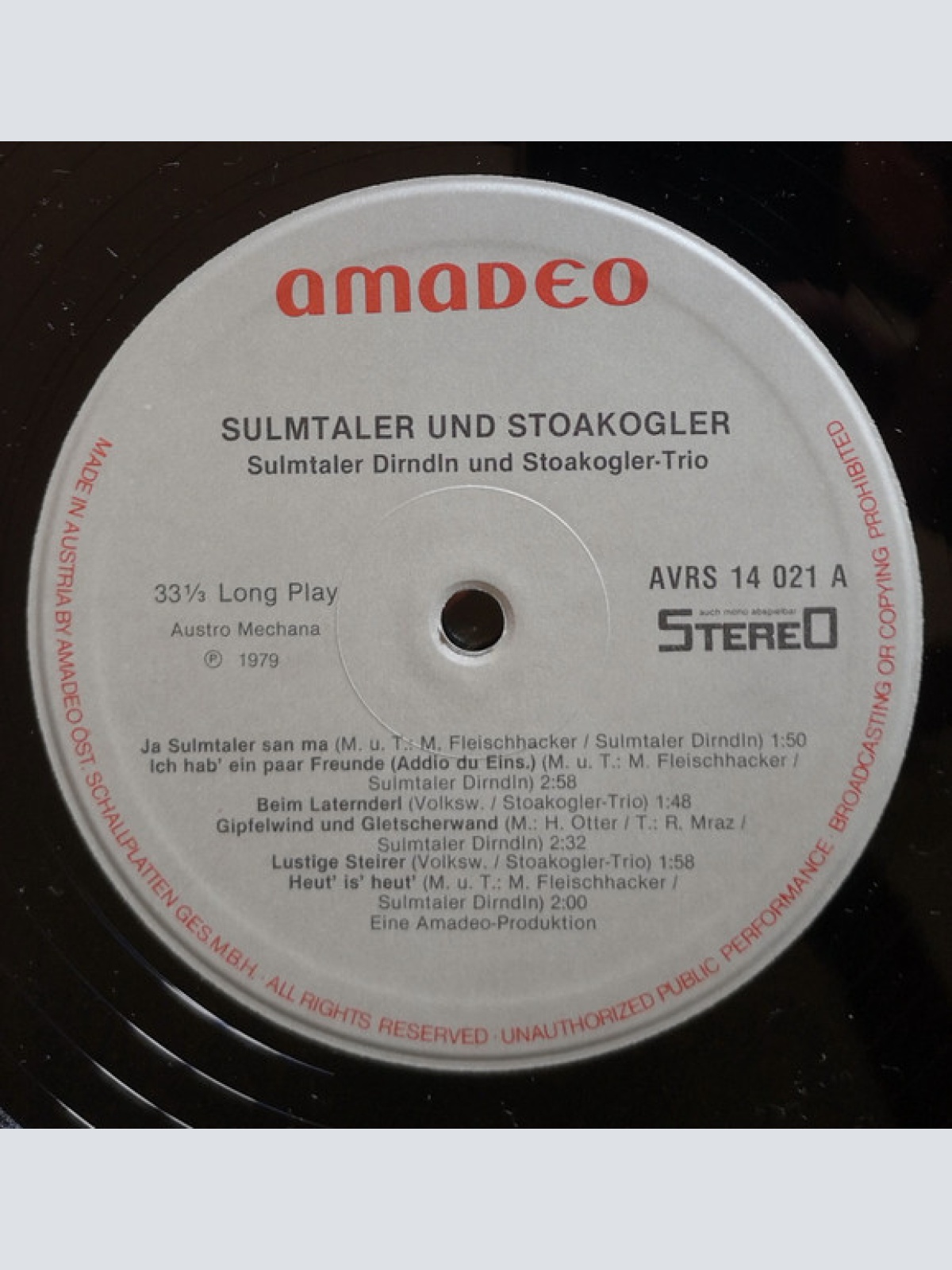 Vinyl / Sulmtaler Dirndln, Stoakoglertrio* - Sulmtaler Dirndln - Stoakoglertrio