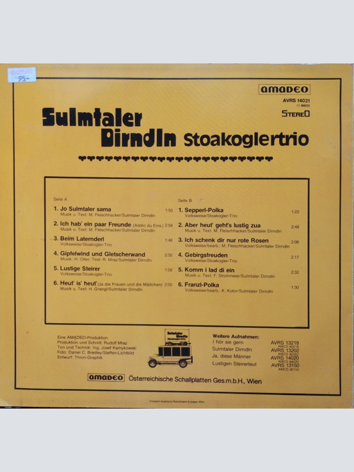 Vinyl / Sulmtaler Dirndln, Stoakoglertrio* - Sulmtaler Dirndln - Stoakoglertrio