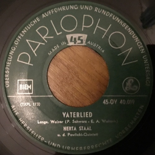 Vinyl / Herta Staal, Pawlicki-Quintett - Vaterlied/ Hand Auf‘s Herz