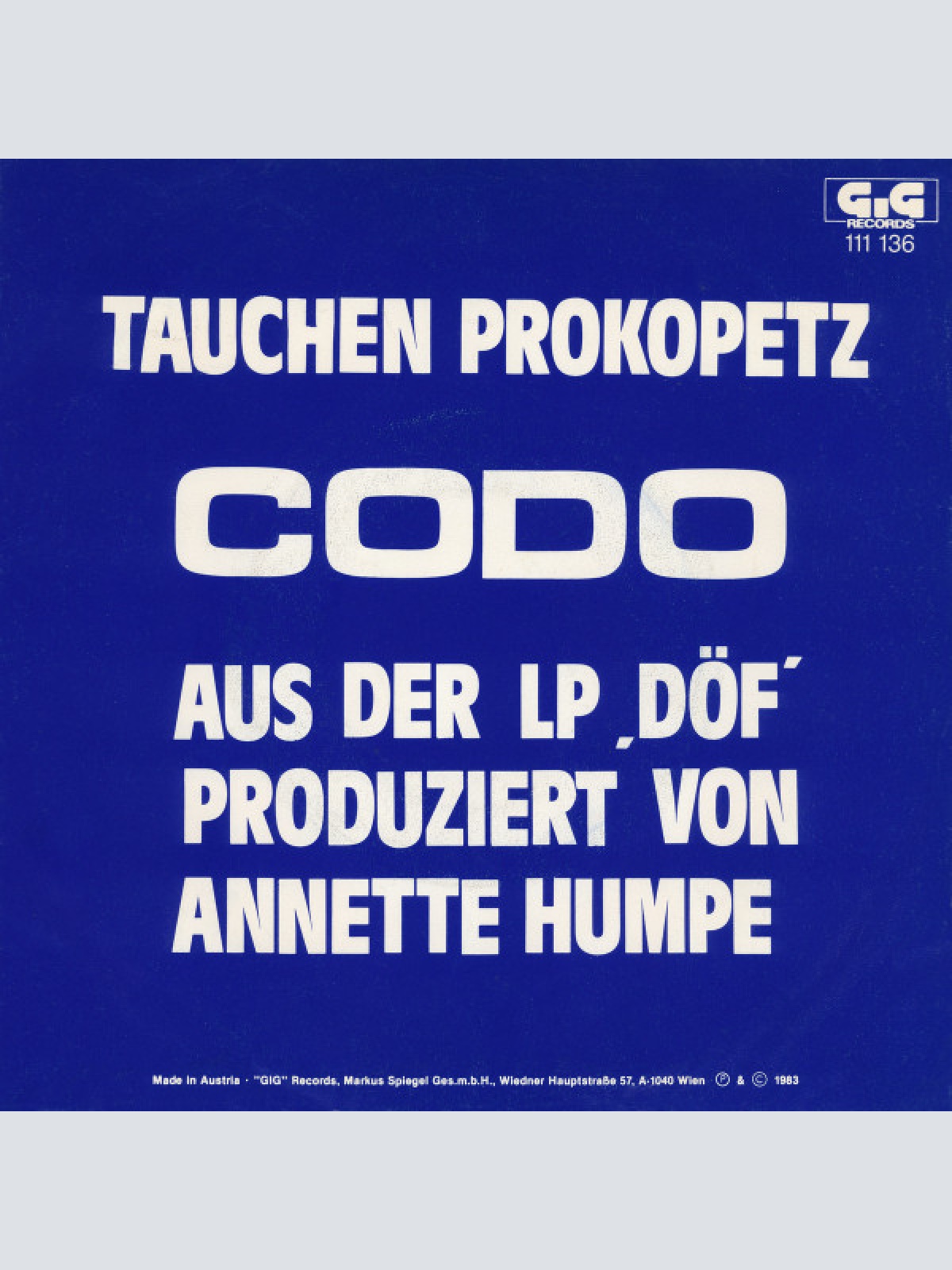 Vinyl / Tauchen Prokopetz* - Codo