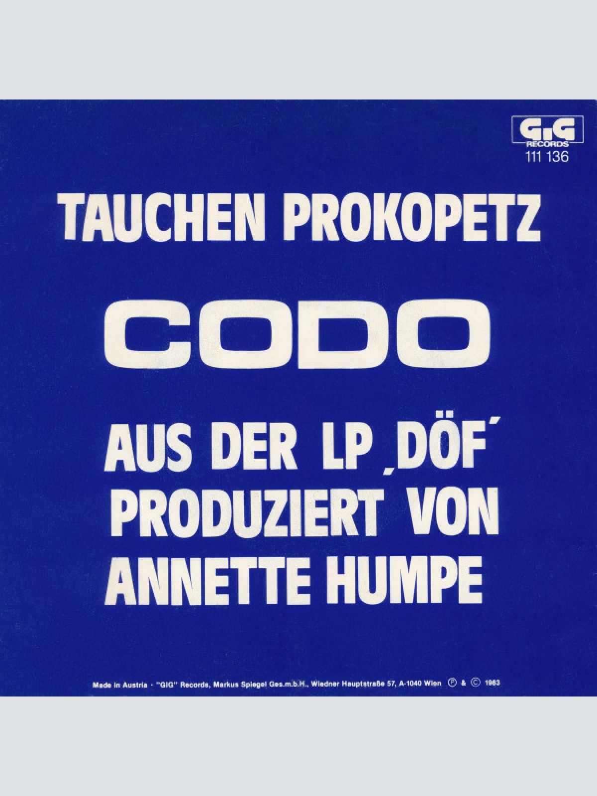 Vinyl / Tauchen Prokopetz* - Codo