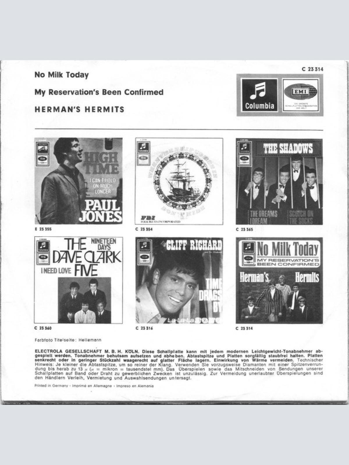 Vinyl / Herman's Hermits - No Milk Today