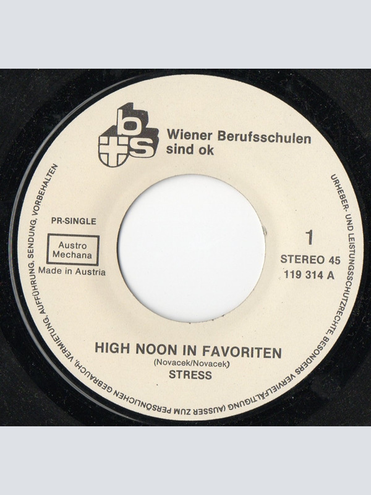 Vinyl / Stress (18) & Wiener Wunder - High Noon In Favoriten / Wumm Zack!