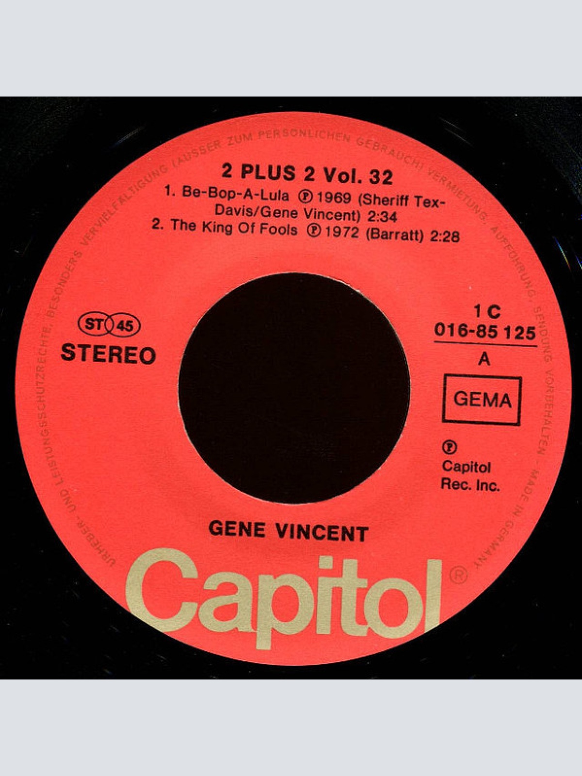 Vinyl / Gene Vincent - Be-Bop-A-Lula / The King Of Fools / Maybelline / She She Little Sheila