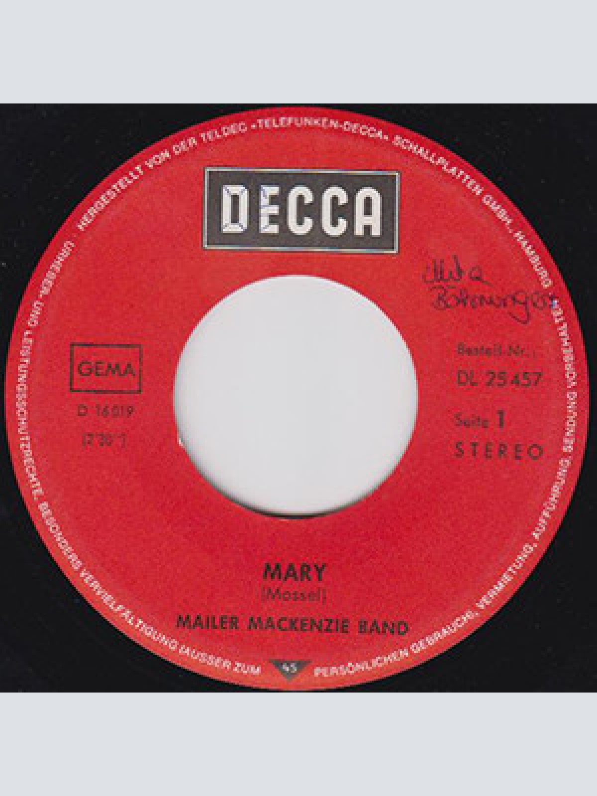 Vinyl / Mailer Mackenzie Band - Mary