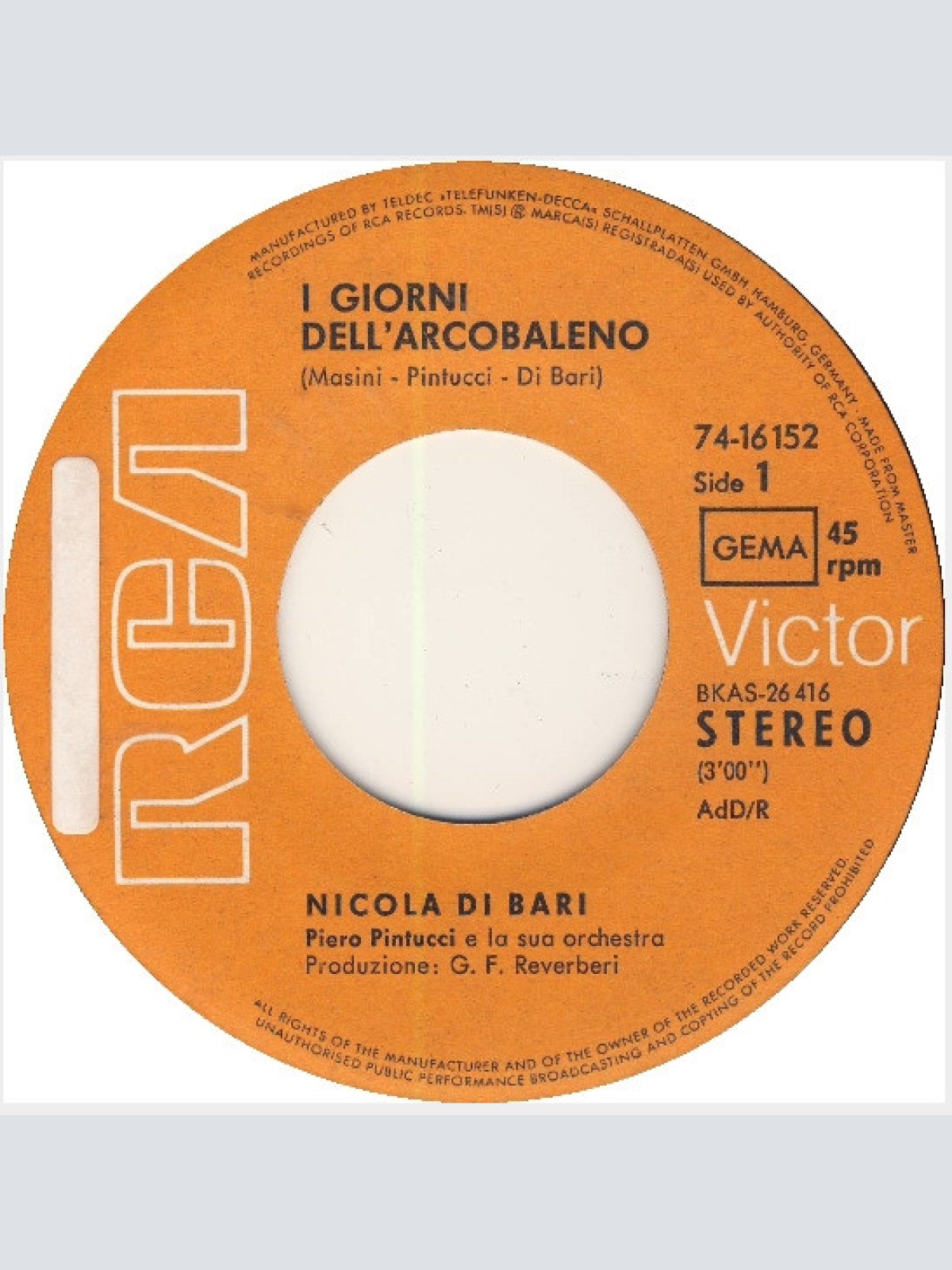 Vinyl / Nicola Di Bari - I Giorni Dell'Arcobaleno