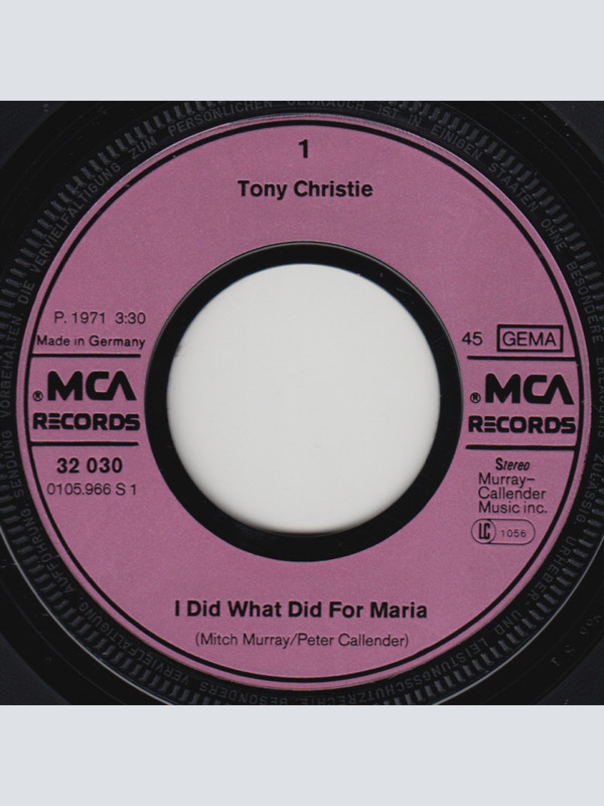 Vinyl / Tony Christie - I Did What I Did For Maria