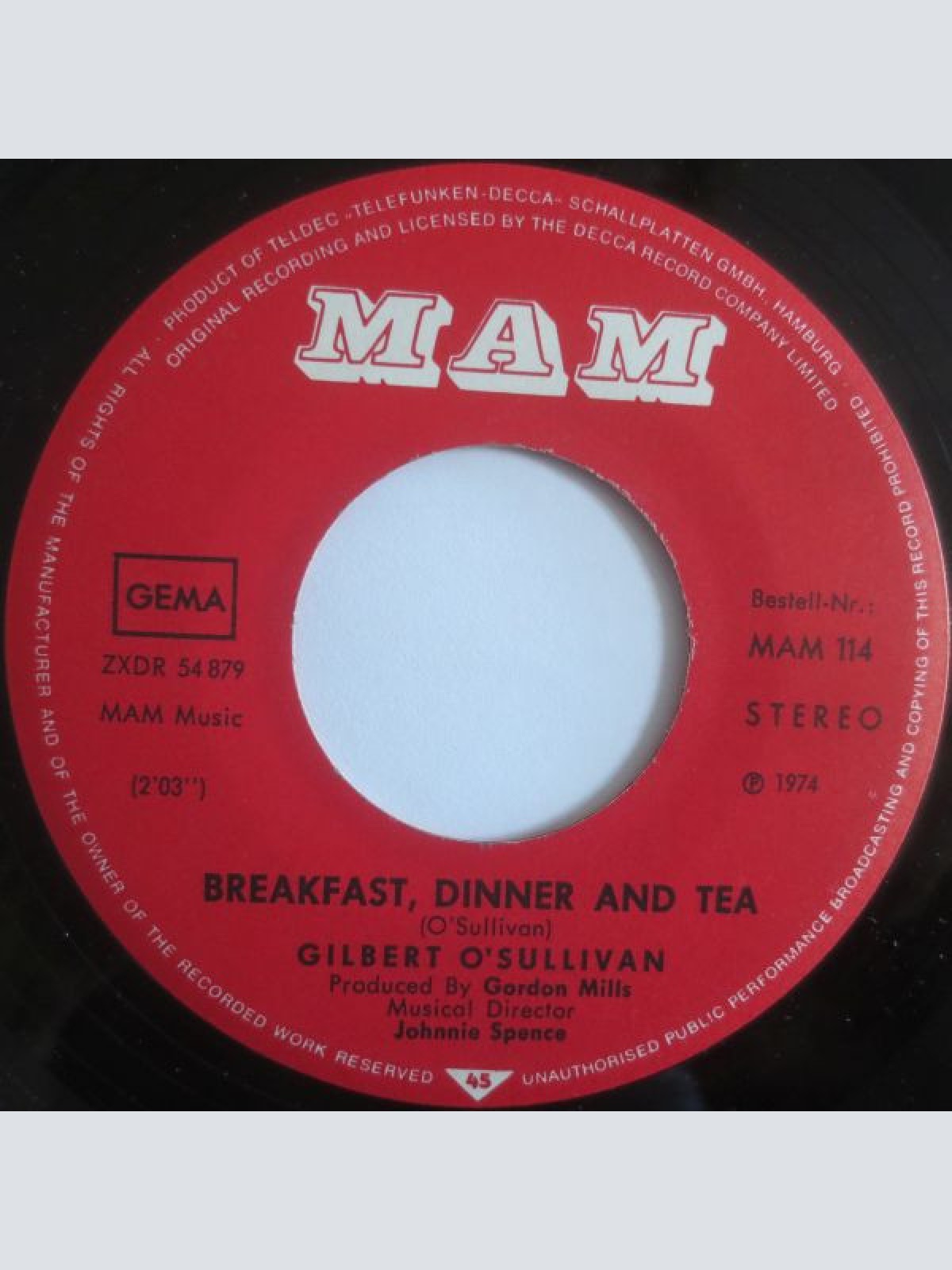 Vinyl / Gilbert O'Sullivan - Happiness Is Me And You / Breakfast, Dinner And Tea