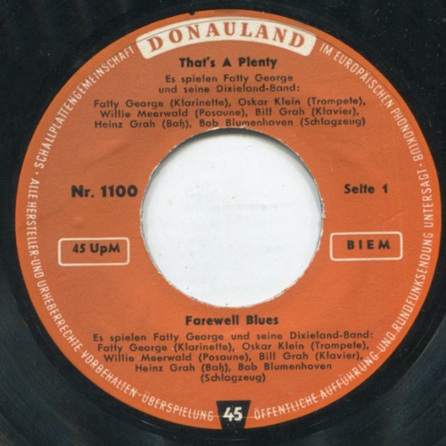 Vinyl / Fatty George Und Seine Dixieland-Band* - That's A Plenty / Farewell Blues / Tin Roof Blues