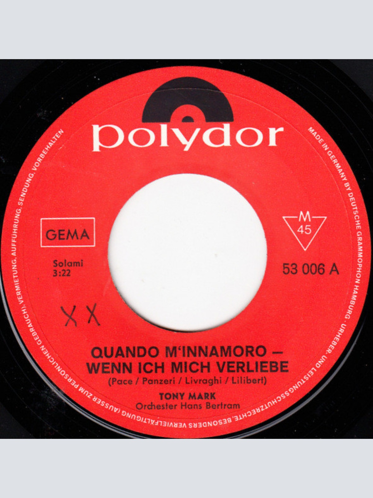 Vinyl / Tony Mark - Quando M'Innamoro - Wenn Ich Mich Verliebe