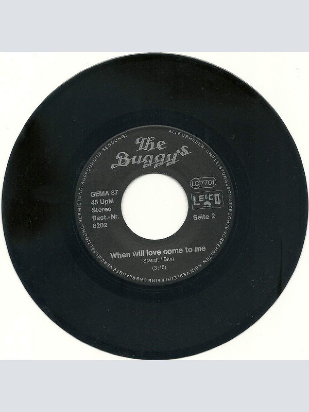 Vinyl / The Buggy's - That Is A Day/When Will Love Come To Me?