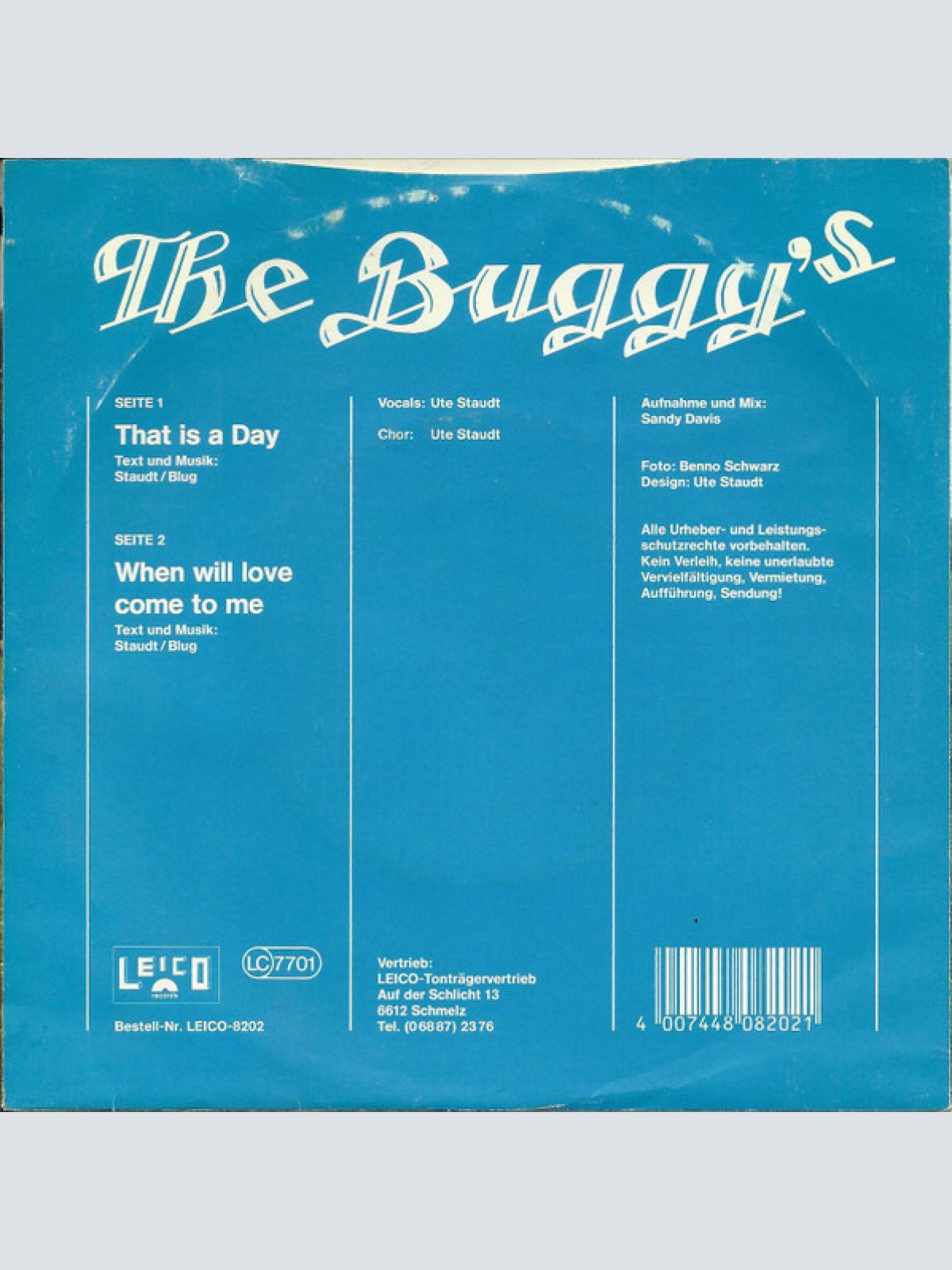 Vinyl / The Buggy's - That Is A Day/When Will Love Come To Me?