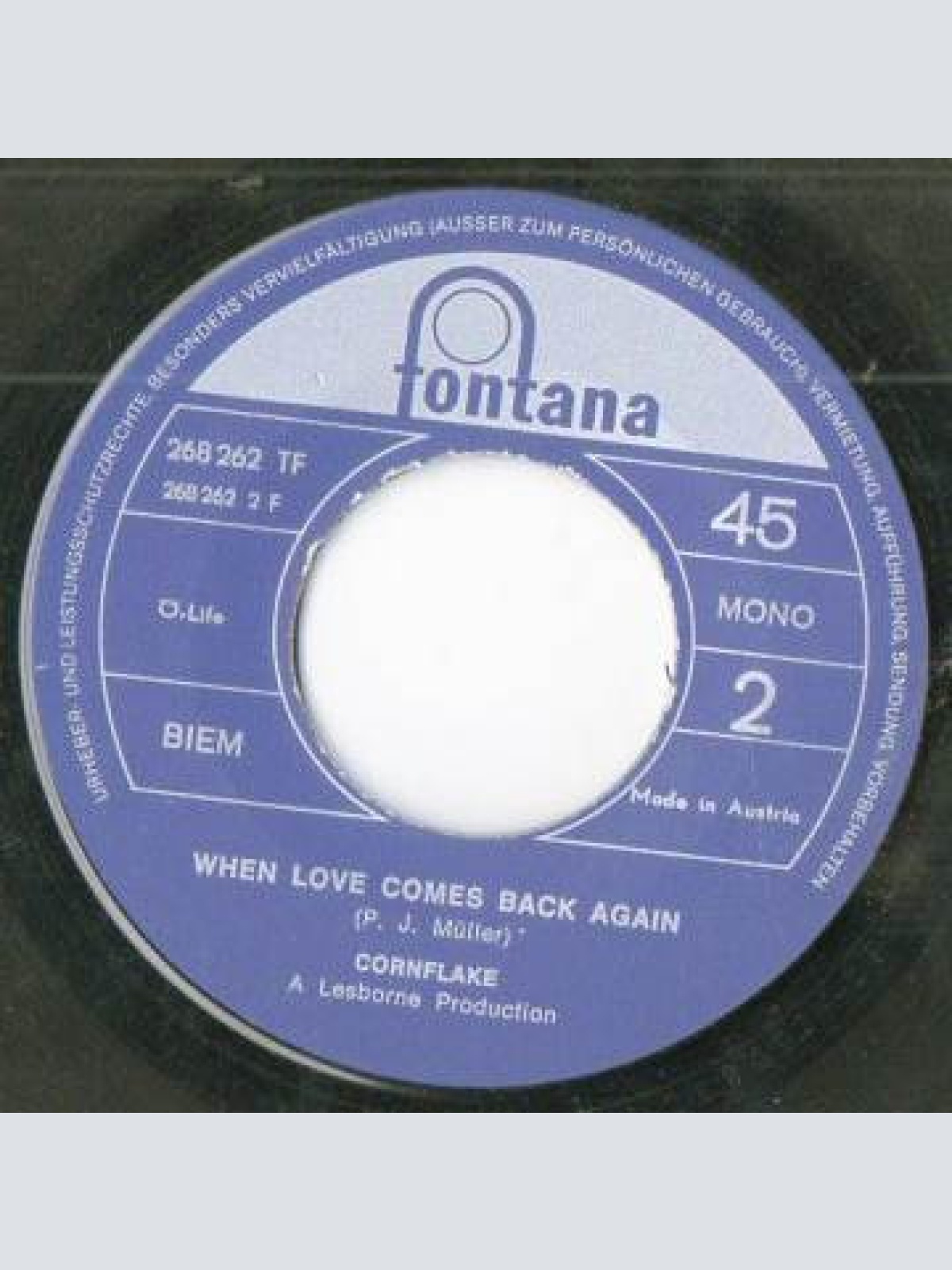 Vinyl / Cornflake (3) - Deep In The Garden Of My Mind / When Love Comes Back Again