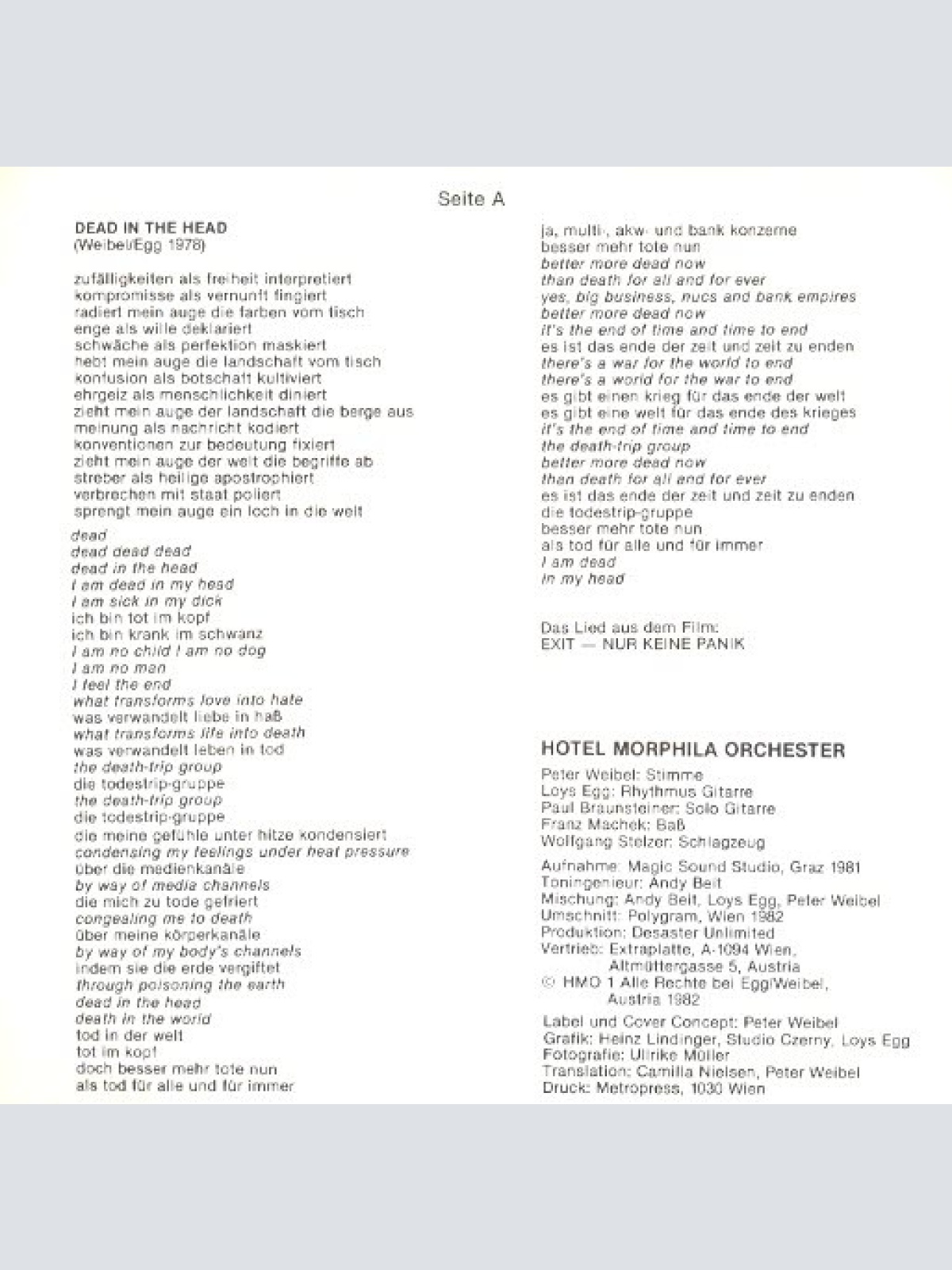 Vinyl / Hotel Morphila Orchester - Dead In The Head