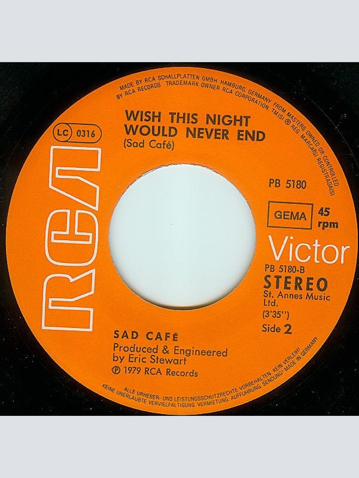 Vinyl / Sad Café - Every Day Hurts