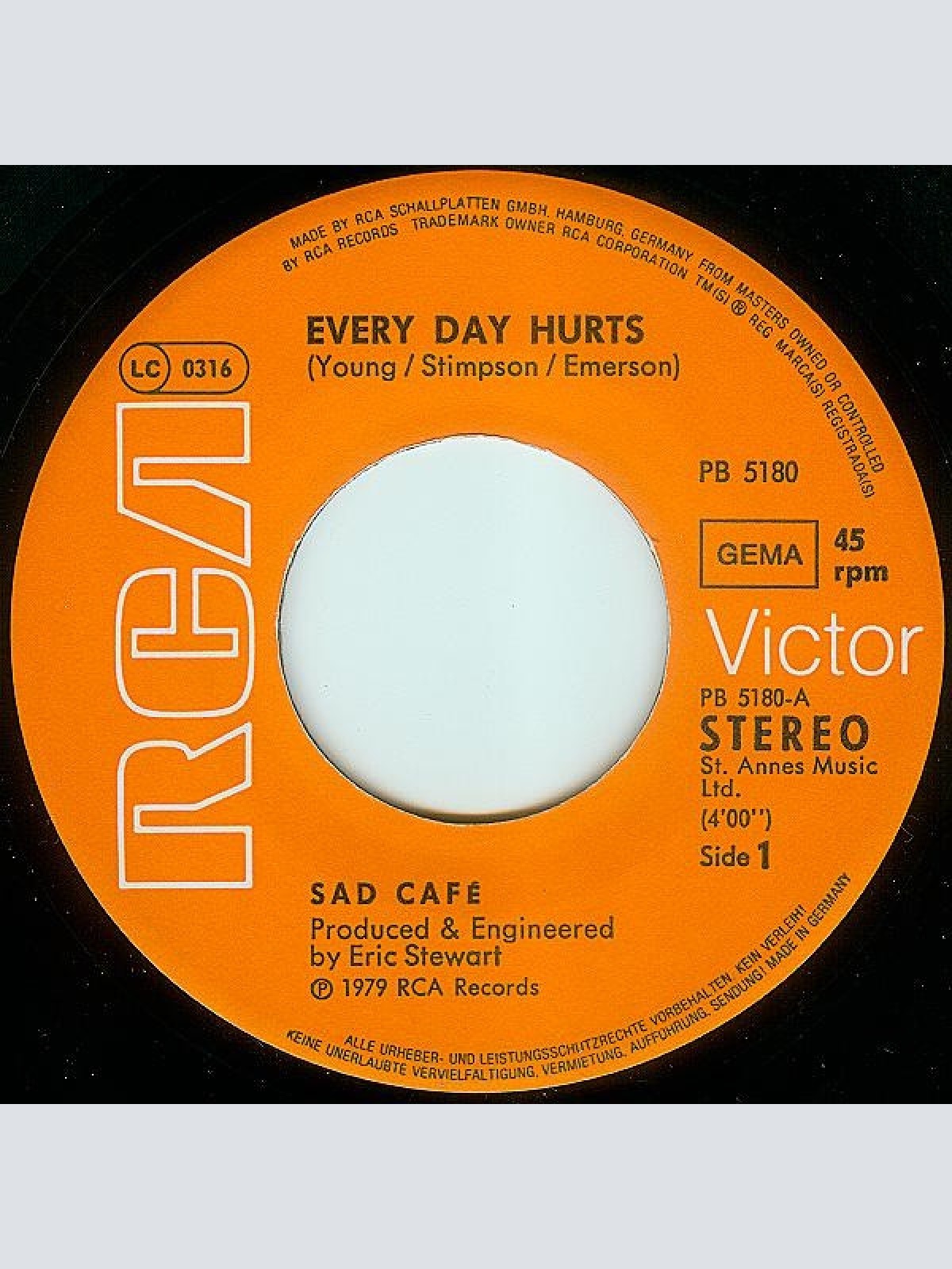 Vinyl / Sad Café - Every Day Hurts
