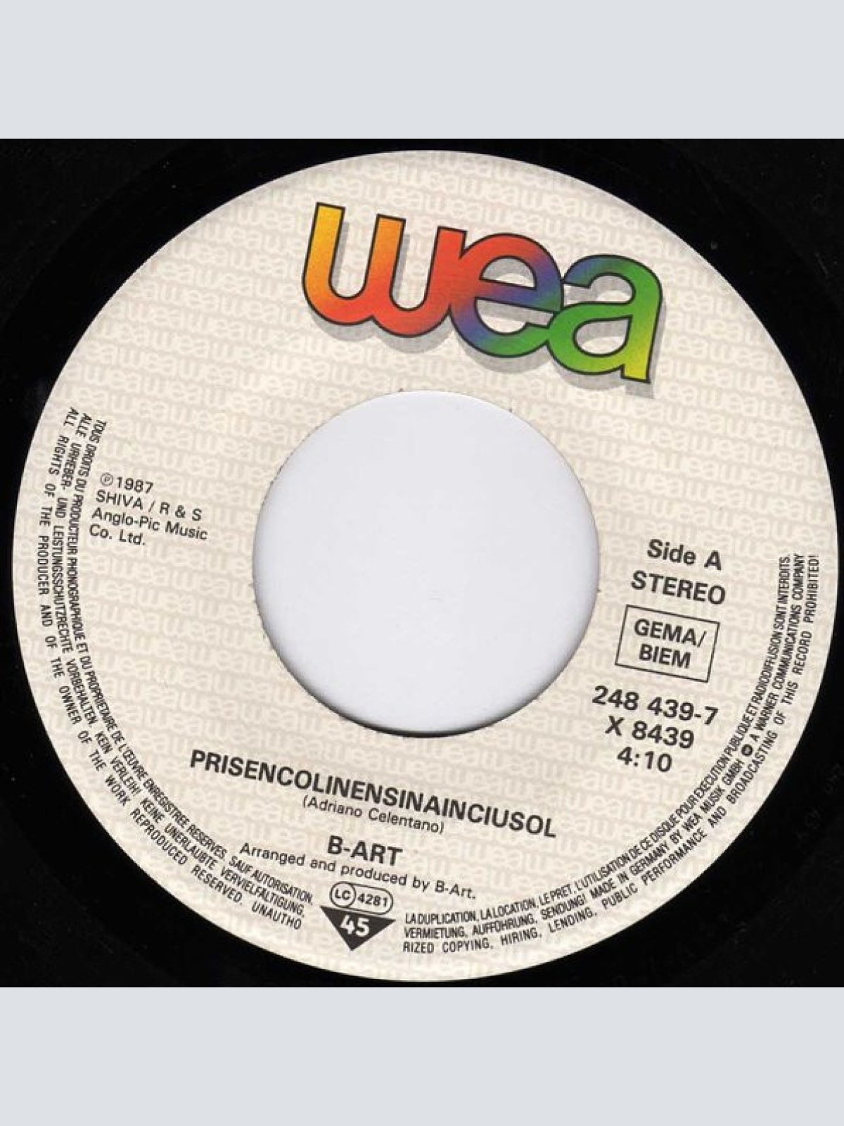 Vinyl / B-Art - Prisencolinensinainciusol (Alright)
