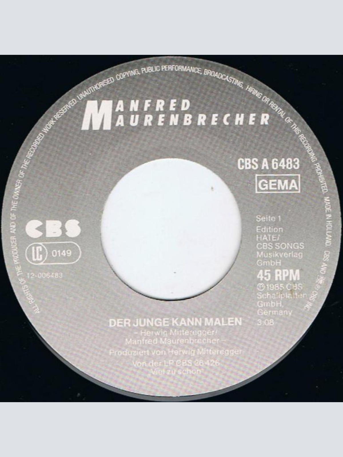 Vinyl / Manfred Maurenbrecher - Der Junge Kann Malen / Beutevogel (Live-Version)