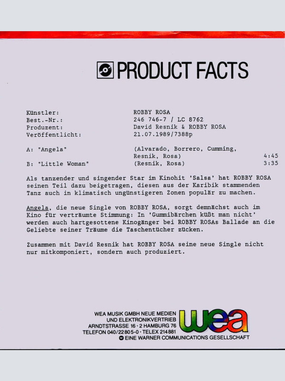 Vinyl / Robby Rosa* - Angela