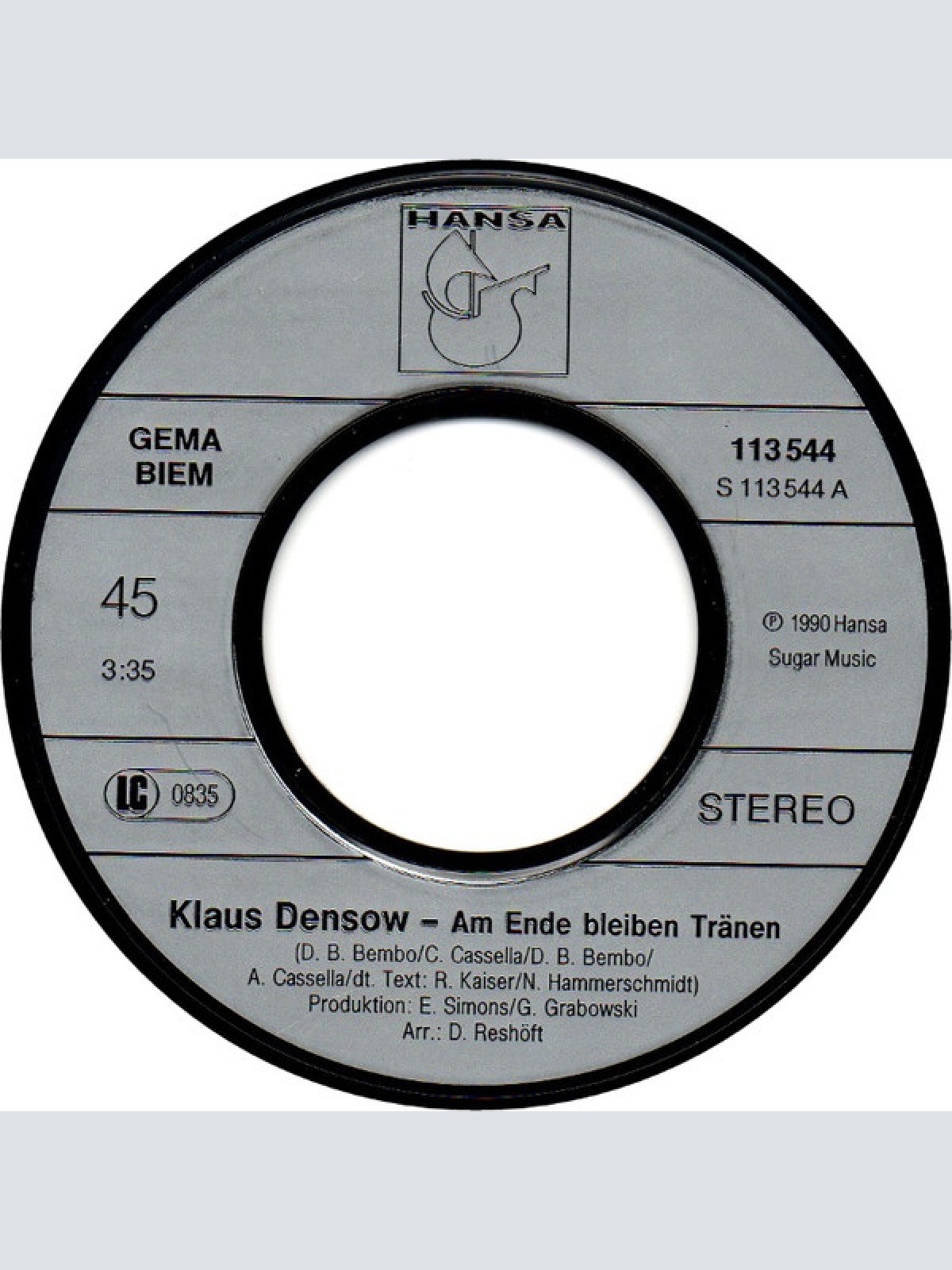 Vinyl / Klaus Densow - Am Ende Bleiben Tränen