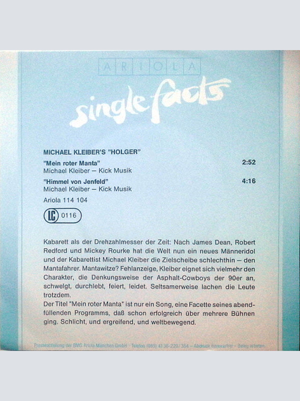 Vinyl / Michael Kleiber's "Holger"* - Mein Roter Manta
